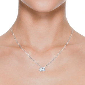 Emerald-Cut & Pear Diamond Two-Stone Pendant in 14K White Gold