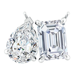 Emerald-Cut & Pear Diamond Two-Stone Pendant in 14K White Gold